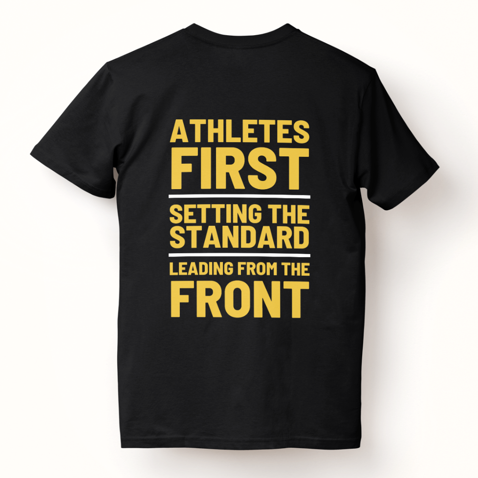Back view of Natural Bodybuilding Australia and Prep Coach Podcast black oversized t-shirts.