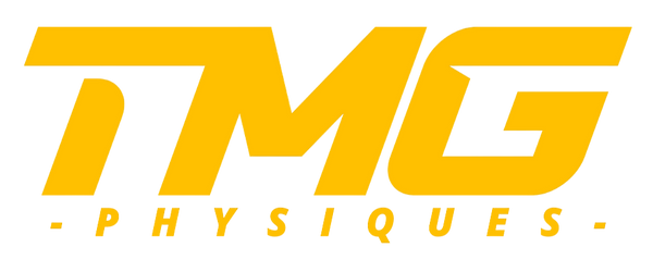 Yellow 'TMG PHYSIQUES' logo on a white background